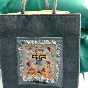 Longaberger blue jean material fall purse